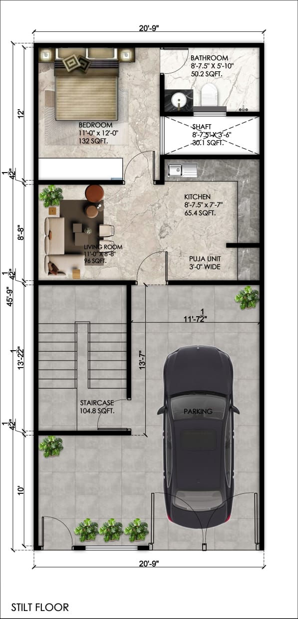 Ground Floor Plan 100 Gaj House